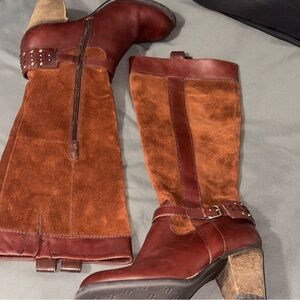 Naturalizer Glossy Knee high leather boots brown size 7.5 preloved